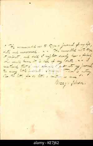 Thomas Butler Gunn Diaries  Volume 9, page 5, 1857 1858 Stock Photo