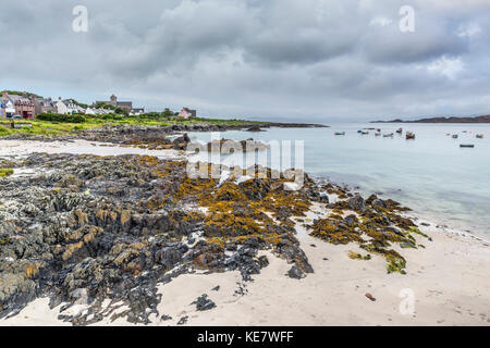 Beach on the east coast of the Isle of Iona, near to the Ferry to Mull, Argyll and Bute, Scotland, UK Stock Photo