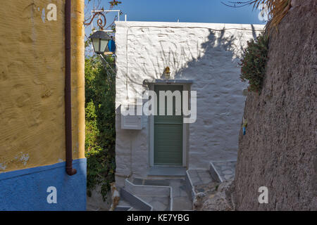 Small Streets in old town of Ermopoli, Syros, Cyclades Islands, Greece Stock Photo