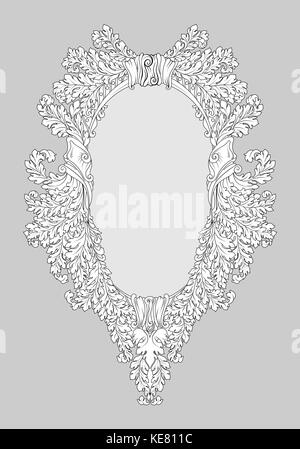 Baroque Rococo Mirror frame decor. Vector French Luxury rich carved ornaments and Wall Frames. Victorian Royal Style frame. Stock Vector