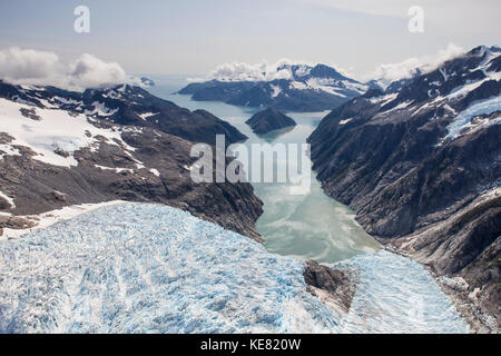 Aerial View Of Northwestern Glacier, Kenai Fjords National Park, Kenai Peninsula, Southcentral Alaska, USA Stock Photo