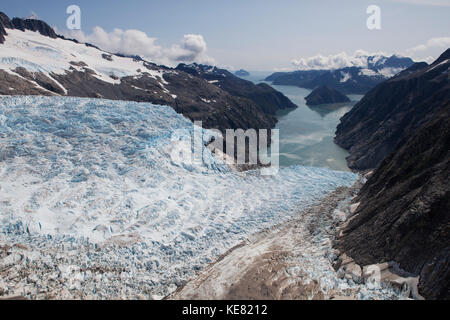 Aerial View Of Northwestern Glacier, Kenai Fjords National Park, Kenai Peninsula, Southcentral Alaska, USA Stock Photo