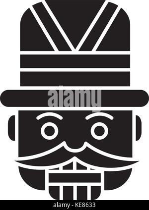 nutcracker - toy soldier icon, vector illustration, black sign on isolated background Stock Vector