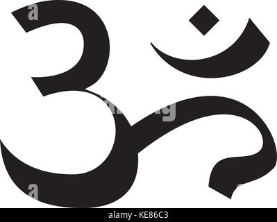 om - india - meditation icon, vector illustration, black sign on isolated background Stock Vector