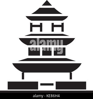 pagoda - japan icon, vector illustration, black sign on isolated background Stock Vector