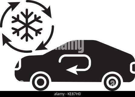 air conditioning service - car icon, vector illustration, black sign on isolated background Stock Vector