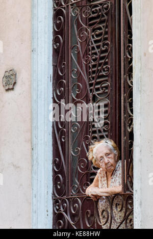 Old lady Havana Vieja Cuba Stock Photo