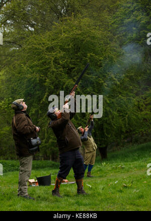 Clay pigeon shooting in a rural location Stock Photo