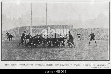 Wales versus New Zealand scrum 1905 Stock Photo