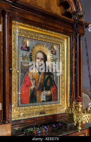 Part of the iconostasis in Uspenski Cathedral in the city of Helsinki in Finland. Stock Photo