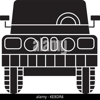 car jeep front view icon, vector illustration, black sign on isolated background Stock Vector