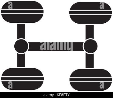 chassis 4 wheels icon, vector illustration, black sign on isolated background Stock Vector
