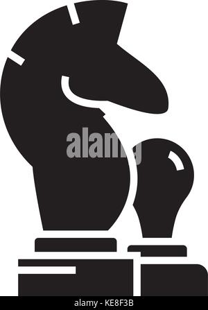 chess - horse, pawn icon, vector illustration, black sign on isolated background Stock Vector
