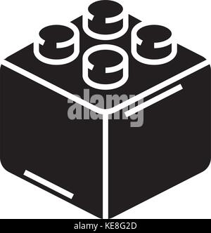 constructor bricks icon, vector illustration, black sign on isolated background Stock Vector