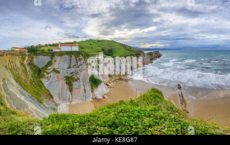 Flysch rock formation and beach, Spain Stock Photo
