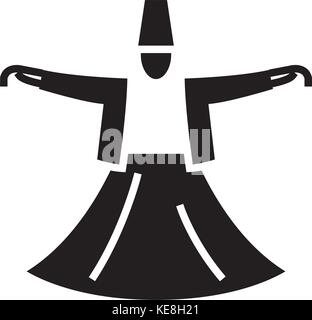 dervish dance - islam icon, vector illustration, black sign on isolated background Stock Vector