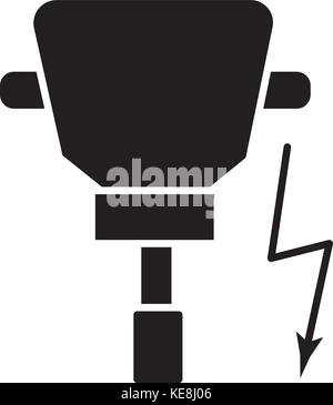driller icon, vector illustration, black sign on isolated background Stock Vector