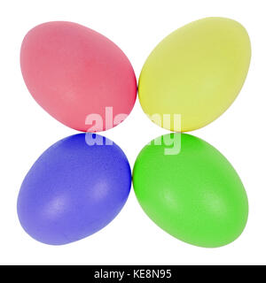 Four easter eggs in circle. On white, clipping path inside. Stock Photo