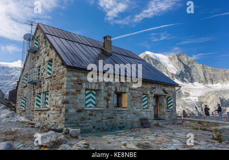 MOIRY VALLEY, SWITZERLAND - Moiry Cabin, Cabane de Moiry, a mountain hut on Moiry Glacier, in the Pennine Alps in the canton of Valais. Stock Photo