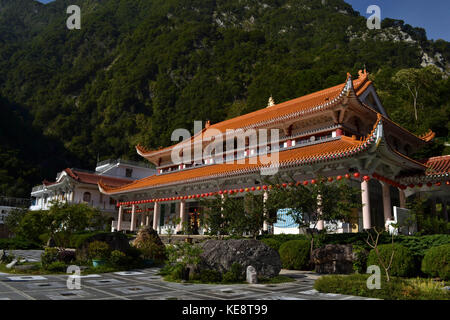 Hsiang-Te Temple in the middle of Taroko National Park in Taiwan. The town is called Tianxiang, and could be one best Stock Photo