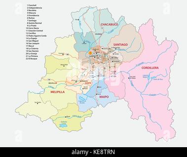 Santiago Metropolitan Region Map Stock Vector