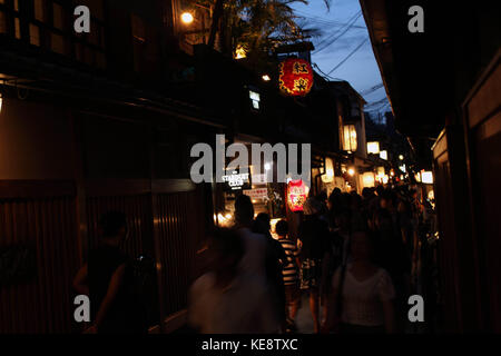 People walking in the small alley around Gion, Kyoto, Japan. Pic was taken in August 2017. Stock Photo