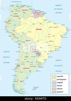 languages vector map of south america Stock Vector
