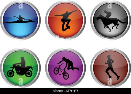 glossy sport buttons set - vector Stock Vector