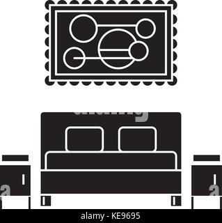 bedroom  icon, vector illustration, sign on isolated background Stock Vector