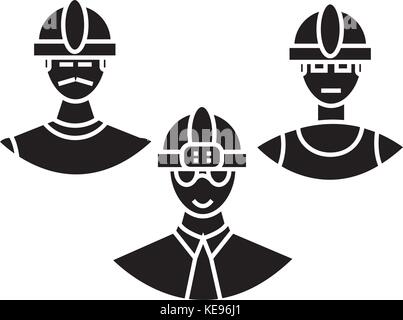 builders team  icon, vector illustration, sign on isolated background Stock Vector