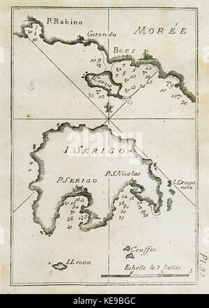 Map of Cythera charting the port waters and the beach of Agios Nicolaos   Roux Joseph   1804 Stock Photo