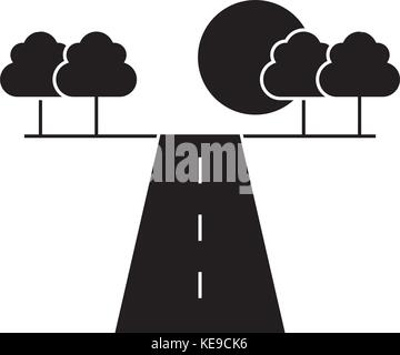 Road in horizont line icon concept. Road in horizont flat vector symbol ...