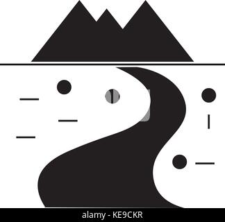 road winding to mountains  icon, vector illustration, sign on isolated background Stock Vector
