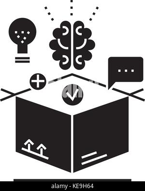 thinking outside box, idea management  icon, vector illustration, sign on isolated background Stock Vector