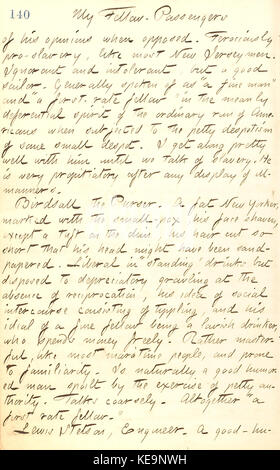 Thomas Butler Gunn Diaries  Volume 20, page 154, 1862 Stock Photo