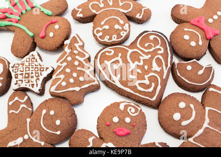 Gingerbread  Cookies on White Background. Stock Photo