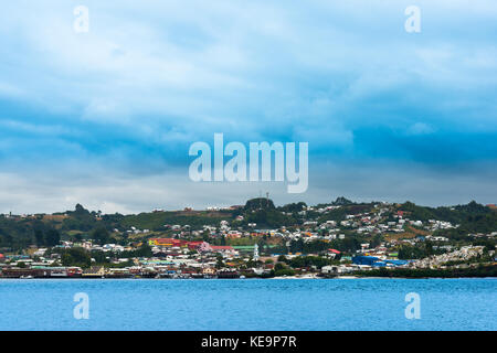 Panoramic view of Dalcahue a small town in the main island of the Chiloe archipielago Stock Photo