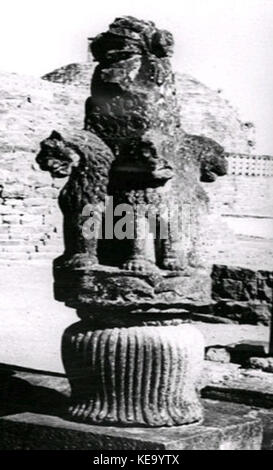 Sanchi Ashoka pillar and capital cropped Stock Photo