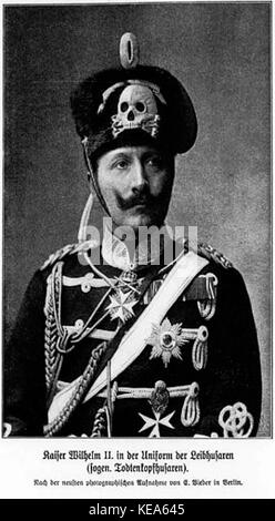 Kaiser Wilhelm II of Germany uniform 1st Life Hussar Regiment Death's Head Hussars circa 1900 Stock Photo