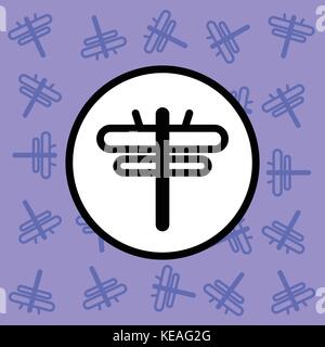 Dragonfly icon sign and symbol on purple background vector illustration Stock Vector