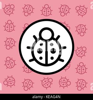 ladybug icon sign and symbol on pink background vector illustration Stock Vector