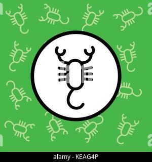 Scorpion icon sign and symbol on green background vector illustration Stock Vector