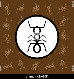 Ant icon sign and symbol on brown background vector illustration Stock Vector