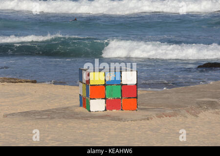 A large Rubiks Cube at Maroubra Beach in Sydney, Australia Stock Photo ...