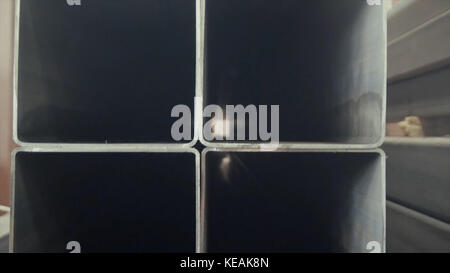 Steel tube, square high carbon metal tube background for heavy industry Stock Photo
