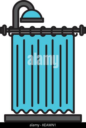 shower curtain clean interior element for bathroom Stock Vector