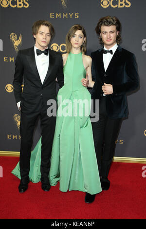 The 69th Emmy Awards At The Microsoft Theater In Los Angeles, California  Featuring: Charlie Heaton, Natalia Dyer, and Joe Keery Where: Los Angeles, California, United States When: 17 Sep 2017 Credit: FayesVision/WENN.com Stock Photo