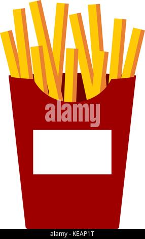 French fries vector illustration, flat cartoon style french-fried potatoes in paper box isolated, fried potato on white background Stock Vector