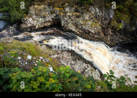 The Falls of Shin near Lairg in Sutherland, Scottish Highlands, UK Stock Photo
