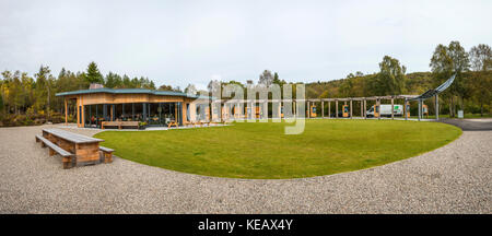 The Falls of Shin Visitor Centre near Lairg in Sutherland, Scottish Highlands, UK Stock Photo